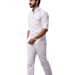 Comfy White Hunting Style Shirt | Premium Men's Sportswear | Classic Outdoor Design | Comfortable Cotton Fabric | Size 36-44